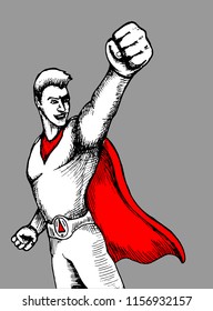 Superhero in a Red Cloak. Doodle