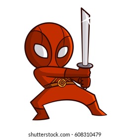 Superhero Red Ninja Sticker