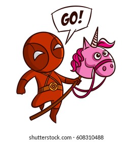 Superhero Red Ninja Sticker