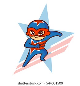 Superhero Red Star Boy Sticker Vector Illustration
