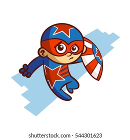 Superhero Red Star Boy Sticker Vector Illustration