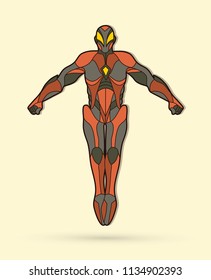 Superhero robot action, Cartoon superhero graphic vector.