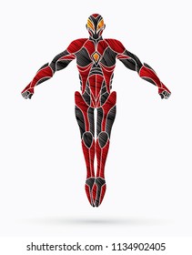 Superhero robot action, Cartoon superhero graphic vector.