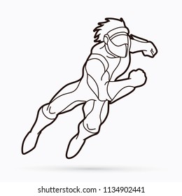 Superhero running action, Cartoon superhero graphic vector.