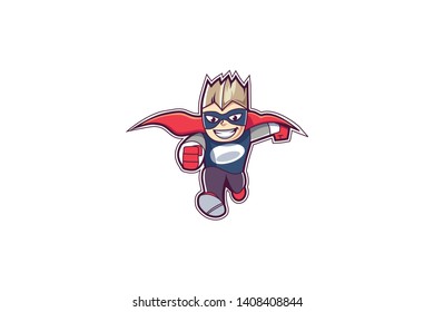 superhero running, superhero in mask, superman in running. -  vector