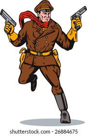 Superhero running with two guns
