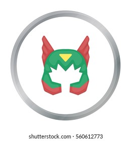 Superhero s helmet icon in cartoon style isolated on white background. Superhero s mask symbol stock vector illustration.