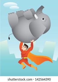 Superhero saves elephant