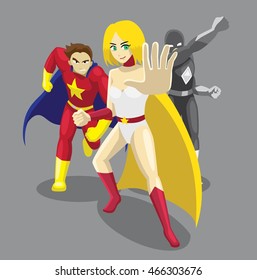 Superhero Set Poses Cartoon Vector Illustration 10