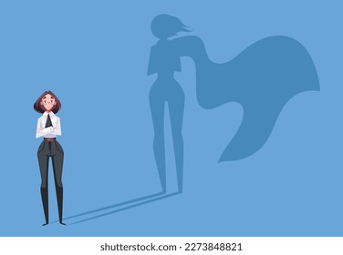 Superhero shadow people super hero leader with cape. Business people office workers characters concept. Vector graphic design illustration 