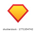 Superhero shield. Comic superman symbol. Guard icon in yellow and red gradient colors. Protection emblem. Super hero template with blank space. Cartoon banner of super power. Vector EPS 10