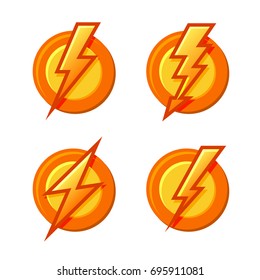 Superhero Sign with Lighting Bolt Icons Set. Vector
