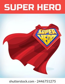 Superhero sign. Super hero. Shield isolated on blue background. vector illustration