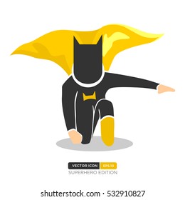 Superhero Silhouette Vector with Bat Character. Sit with Landing Position. Vector Illustration eps.10