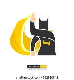 Superhero Silhouette Vector with Bat Character. Act position with wing. Vector Illustration eps.10
