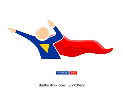 Superhero Silhouette Vector Character in Blue and red Color. Ready For Flying. Vector Illustration eps.10