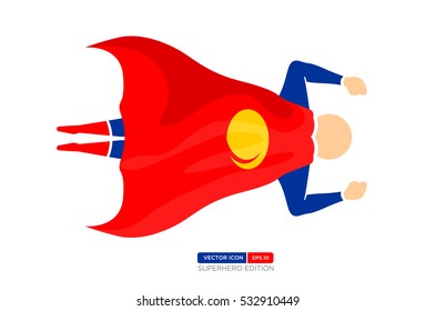 Superhero Silhouette Vector Character in Blue and red Color. Flying fast. Vector Illustration eps.10