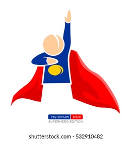 Superhero Silhouette Vector Character in Blue and red Color. Release the Power. Vector Illustration eps.10