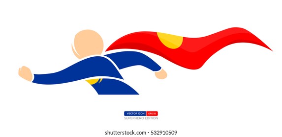 Superhero Silhouette Vector Character in Blue and red Color. Ready for Flying. Vector Illustration eps.10