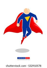 Superhero Silhouette Vector Character in Blue and red Color. Flying position. Vector Illustration eps.10
