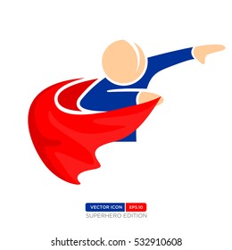 Superhero Silhouette Vector Character in Blue and red Color. Fending off attacks. Vector Illustration eps.10