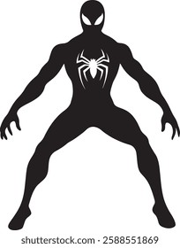 Superhero Silhouette Vector Illustration on White Background