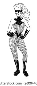 Superhero sketchy vector drawing isolated on white background