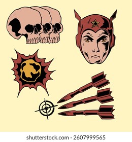 Superhero Skulls and Explosions A Vintage Comic Book Illustration