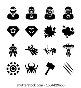superhero solid icons vector design