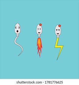 superhero sperm. sperm animation vector. sperm thunder and fire illustration. free vector