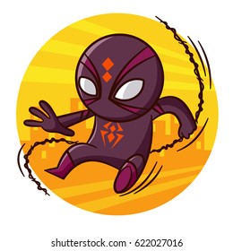 Superhero Spider Sticker Vector Illustration