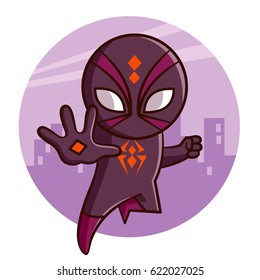 Superhero Spider Sticker Vector Illustration