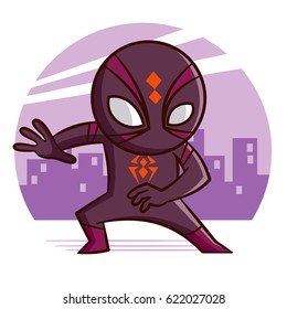 Superhero Spider Sticker Vector Illustration