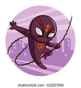 Superhero Spider Sticker Vector Illustration