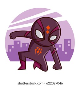 Superhero Spider Sticker Vector Illustration