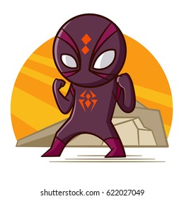 Superhero Spider Sticker Vector Illustration