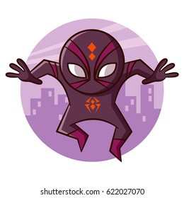 Superhero Spider Sticker Vector Illustration