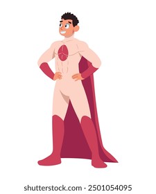 superhero standing with cape isolated
