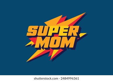 superhéroe super mamá tipografía Vector ilustración de Imagen