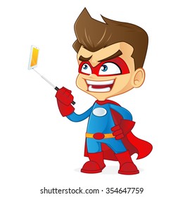 Superhero taking picture