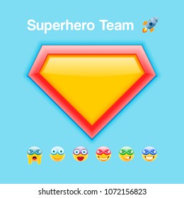Superhero Team. Collaboration and Teamwork Illustration with Emojis