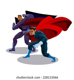 Superhero Team: Team of superheroes. Isolated background