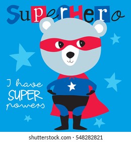 Superhero Teddy Bear Animal Vector Illustration