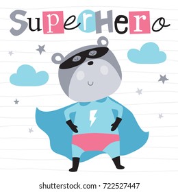 Superhero Teddy Bear Animal Vector Illustration