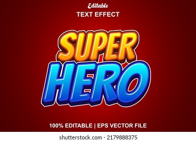 Superhero Text Effect With Blue And Orange Color Editable.
