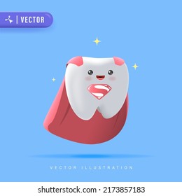 Superhero Tooth with Red Cloak Character Vector Illustration. Cute Smiling Tooth Cartoon suitable for Children Dental Clinic Poster. Cute Dentist Mascot Poster