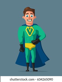 Superhero in uniform. Cartoon vector illustration