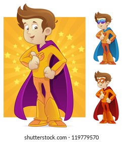 Superhero in various costume colors and masks