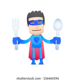 superhero in various poses for use in advertising, presentations, brochures, blogs, documents and forms, etc.