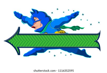 Superhero vector, arrow, pointer for some text
